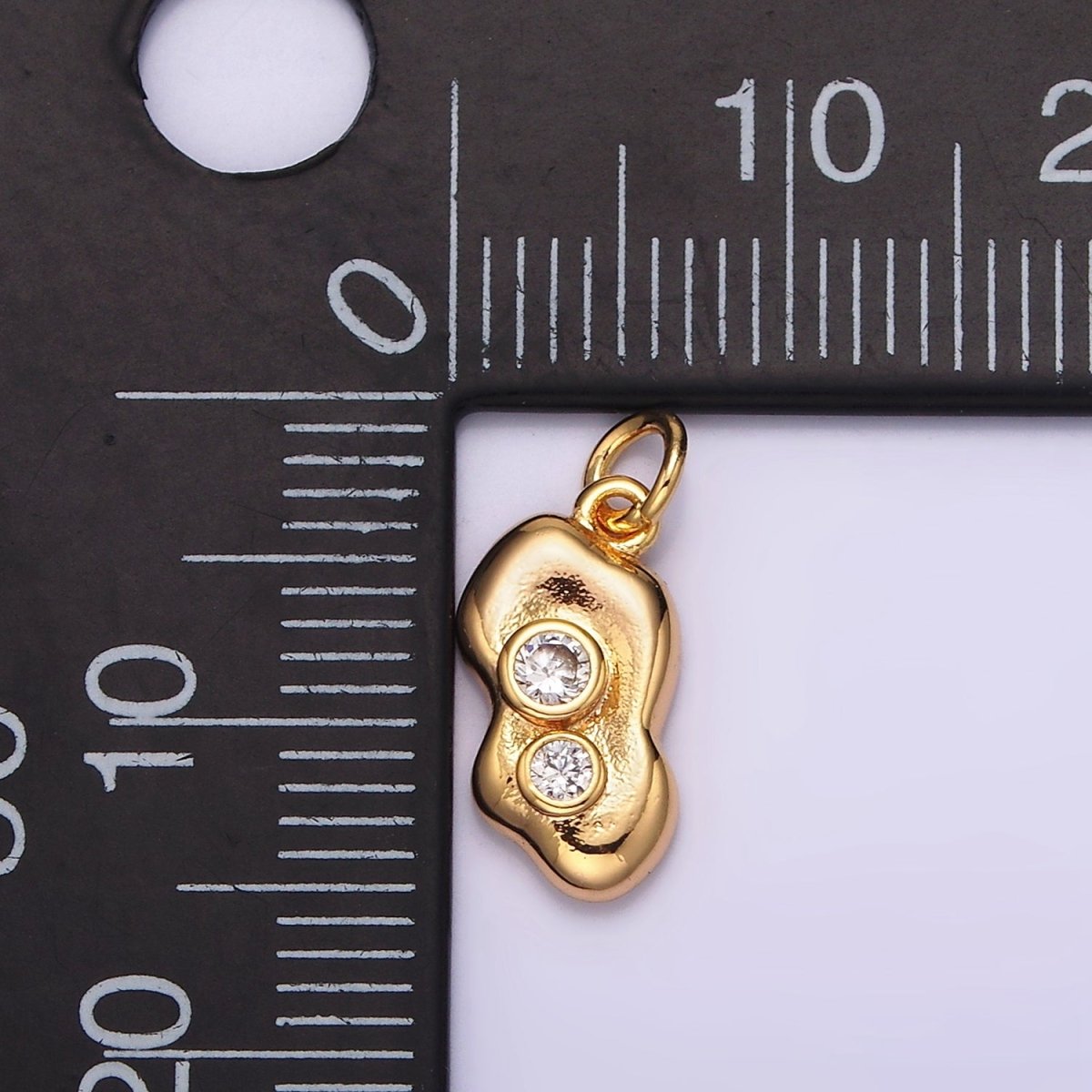 16K Gold Filled Double Clear CZ Dotted Abstract Charm | AG097