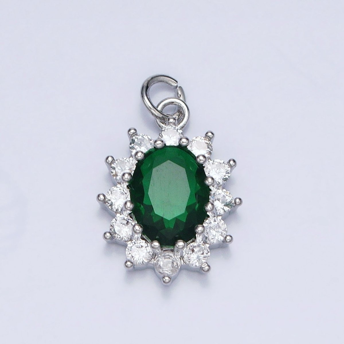 16K Gold Filled Emerald Green Oval Celestial Sun Star Add-On Charm in Gold & Silver | AC962 AC963