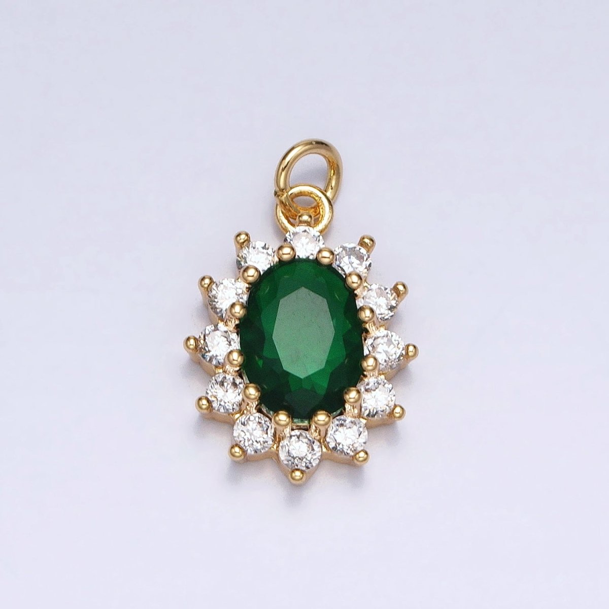 16K Gold Filled Emerald Green Oval Celestial Sun Star Add-On Charm in Gold & Silver | AC962 AC963