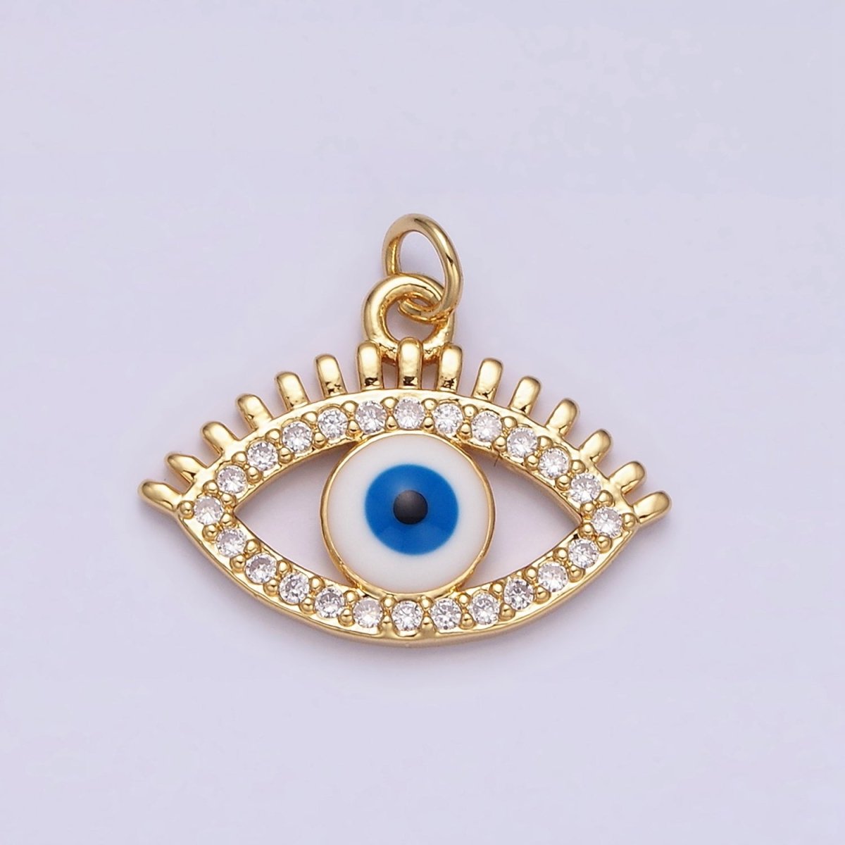 16K Gold Filled Evil Eye Enamel Micro Paved CZ Charm | AC1135
