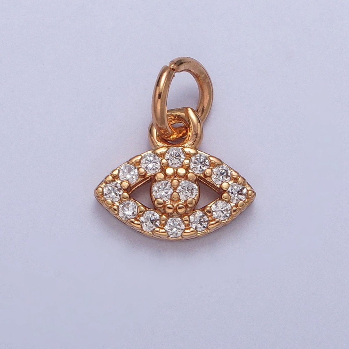 16K Gold Filled Evil Eye Multicolor/Clear Micro Paved CZ Charm For Protection Jewelry | X-234 X-235