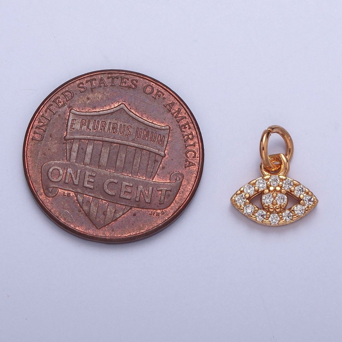 16K Gold Filled Evil Eye Multicolor/Clear Micro Paved CZ Charm For Protection Jewelry | X-234 X-235