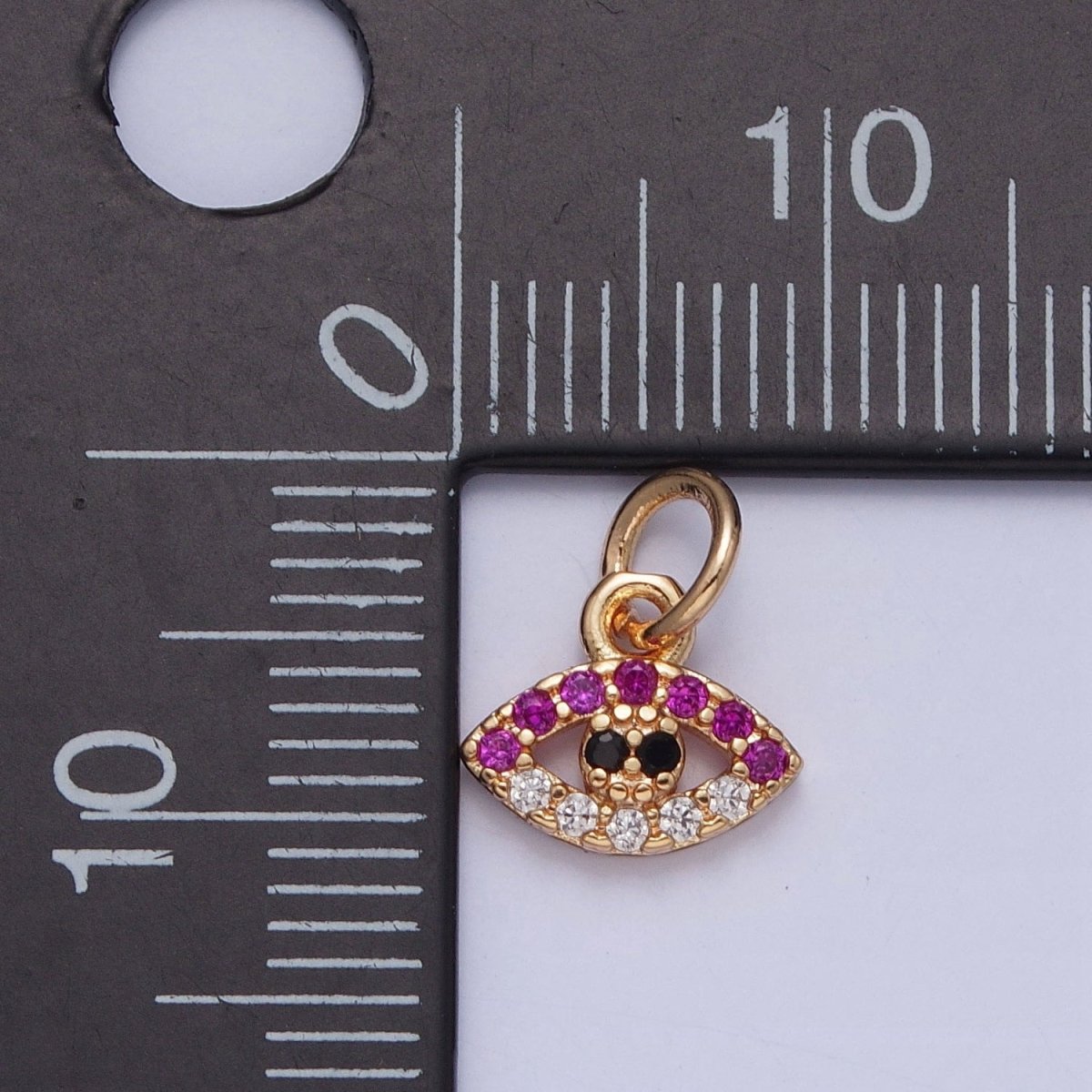 16K Gold Filled Evil Eye Multicolor/Clear Micro Paved CZ Charm For Protection Jewelry | X-234 X-235
