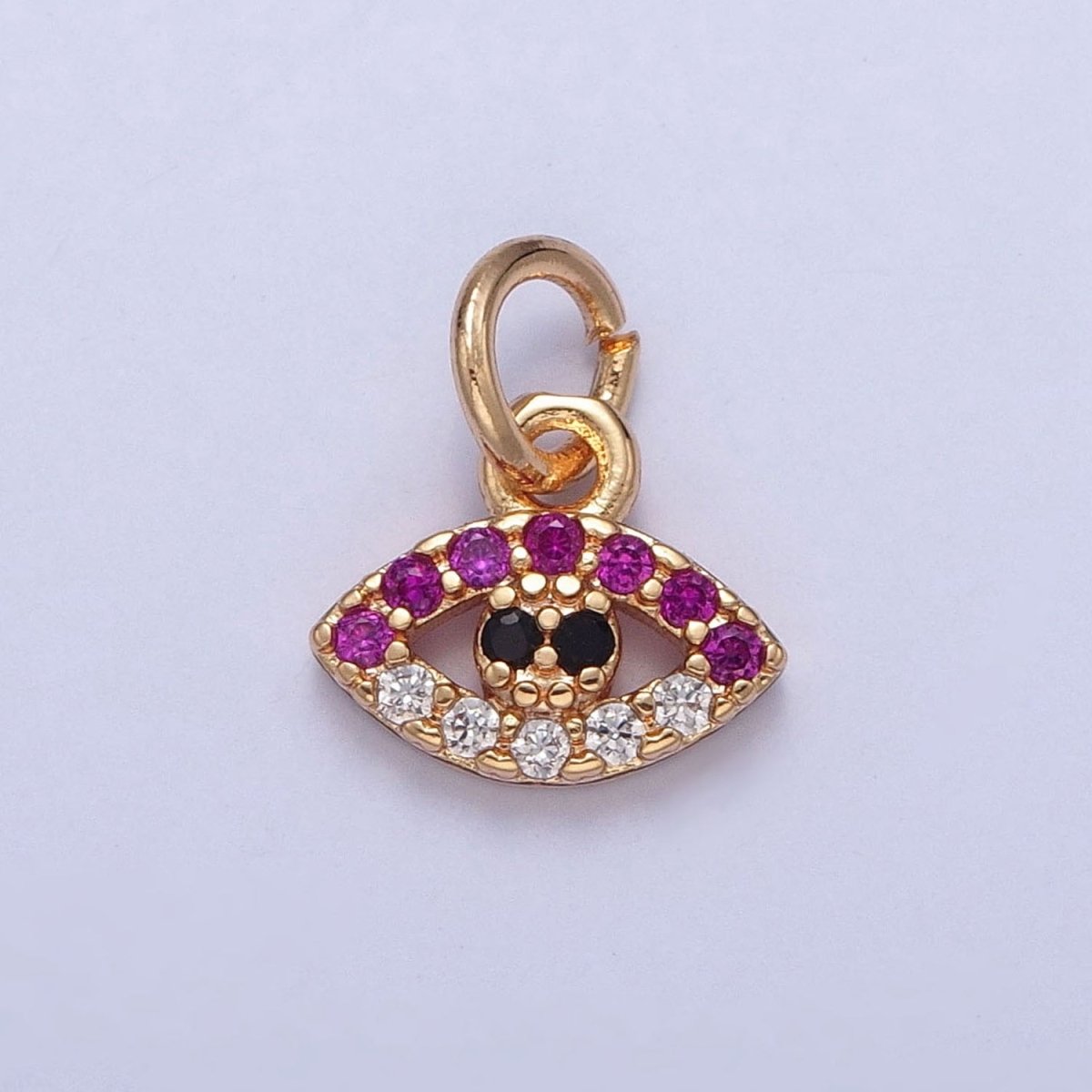 16K Gold Filled Evil Eye Multicolor/Clear Micro Paved CZ Charm For Protection Jewelry | X-234 X-235