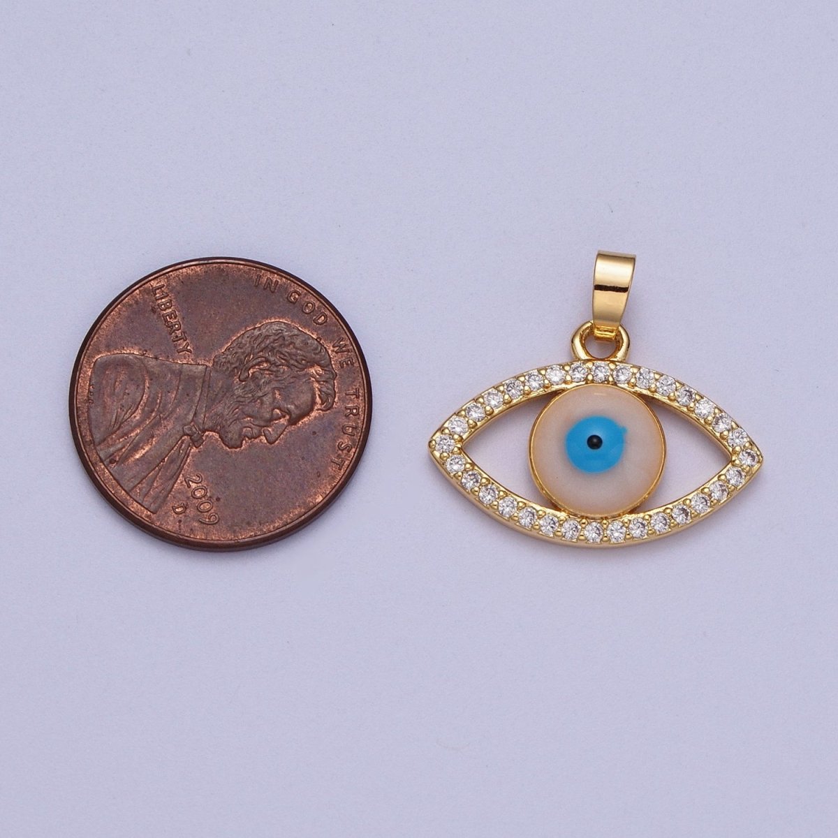 16K Gold Filled Evil Eye of Ra Micro Paved CZ Cubic Zirconia Pendant For Protection Jewelry | X-691
