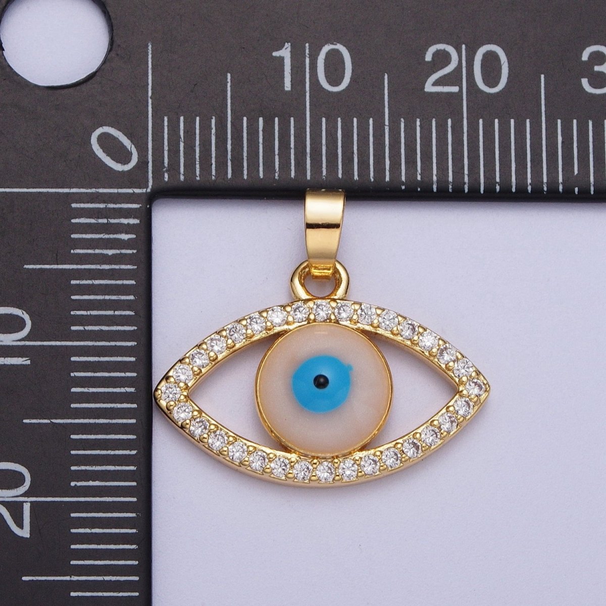 16K Gold Filled Evil Eye of Ra Micro Paved CZ Cubic Zirconia Pendant For Protection Jewelry | X-691