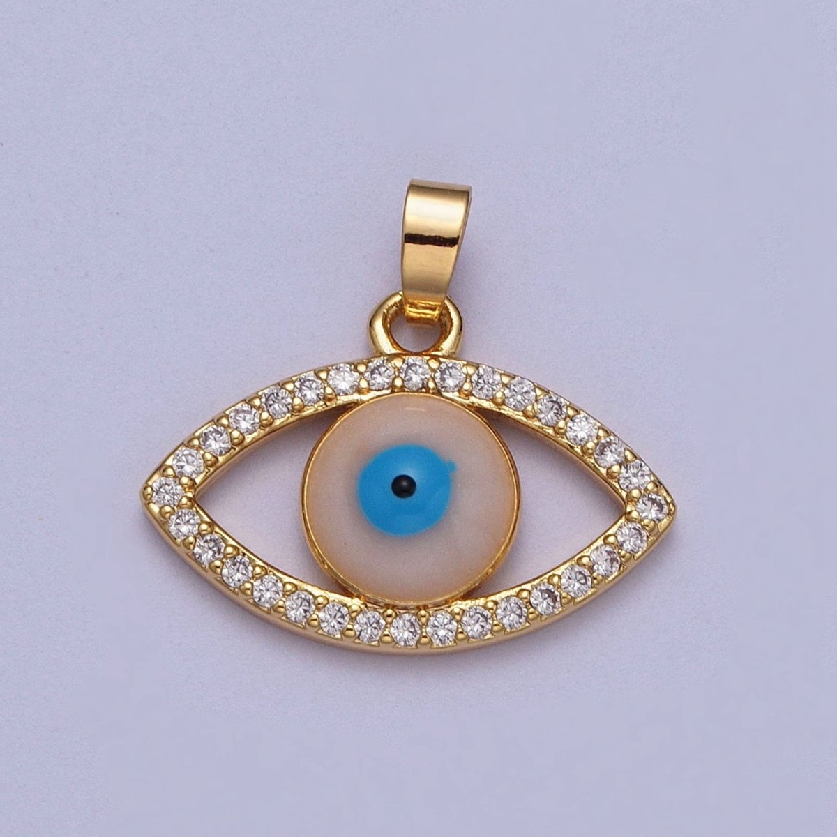 16K Gold Filled Evil Eye of Ra Micro Paved CZ Cubic Zirconia Pendant For Protection Jewelry | X-691