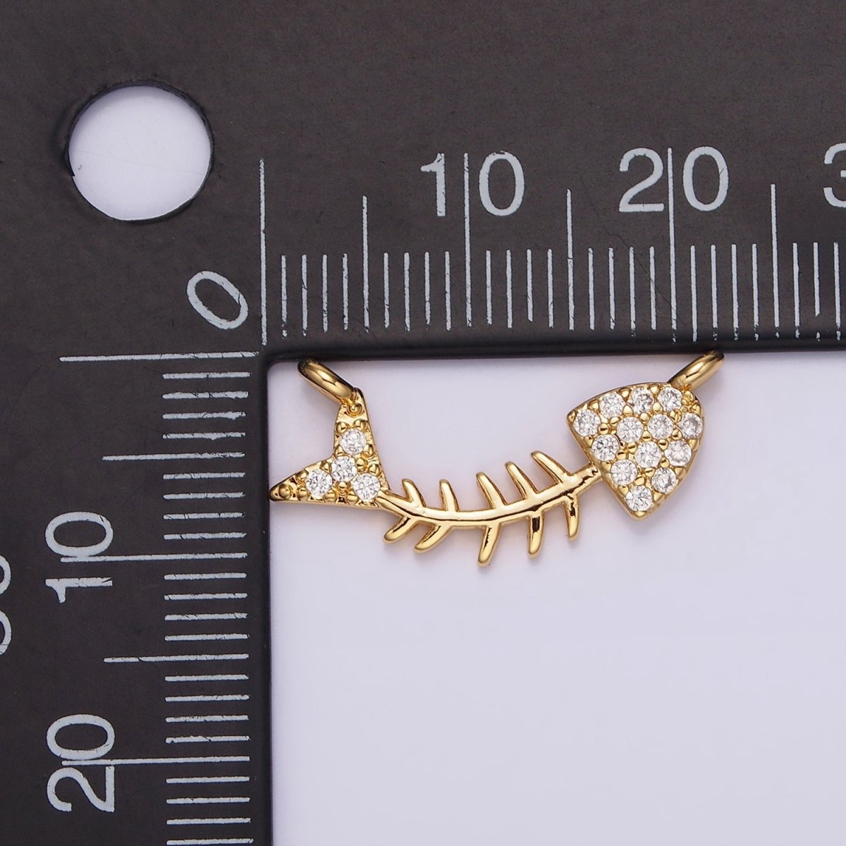 16K Gold Filled Fish Bone Micro Paved CZ Curved Connector | G-031