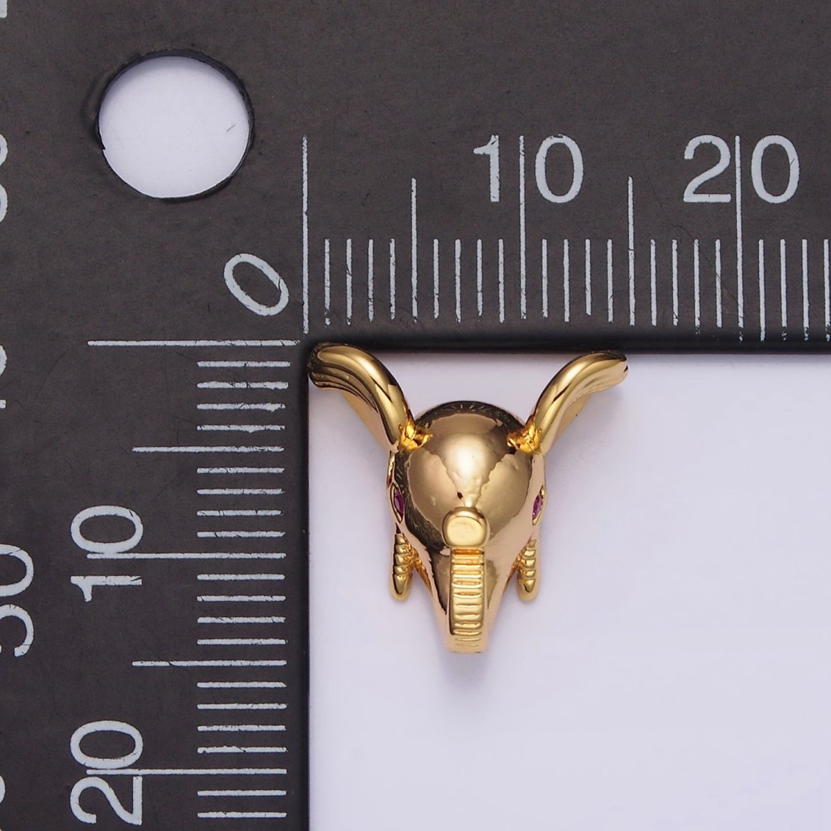 16K Gold Filled Fuchsia CZ Eyed Elephant Jungle Animal Bead Spacer | B-782