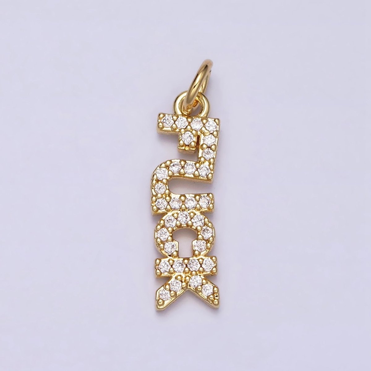 16K Gold Filled "FUCK" Script Micro Paved CZ Add-On Charm in Gold & Silver | AC1329 AC1330
