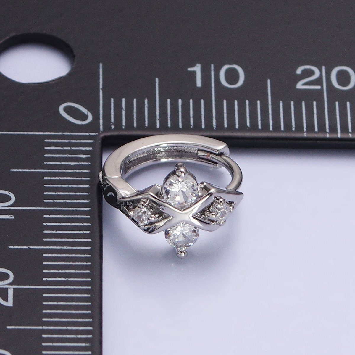 16K Gold Filled Geometric Double Rhombus 14mm Huggie Earrings in Silver & Gold | AB893 AD1151