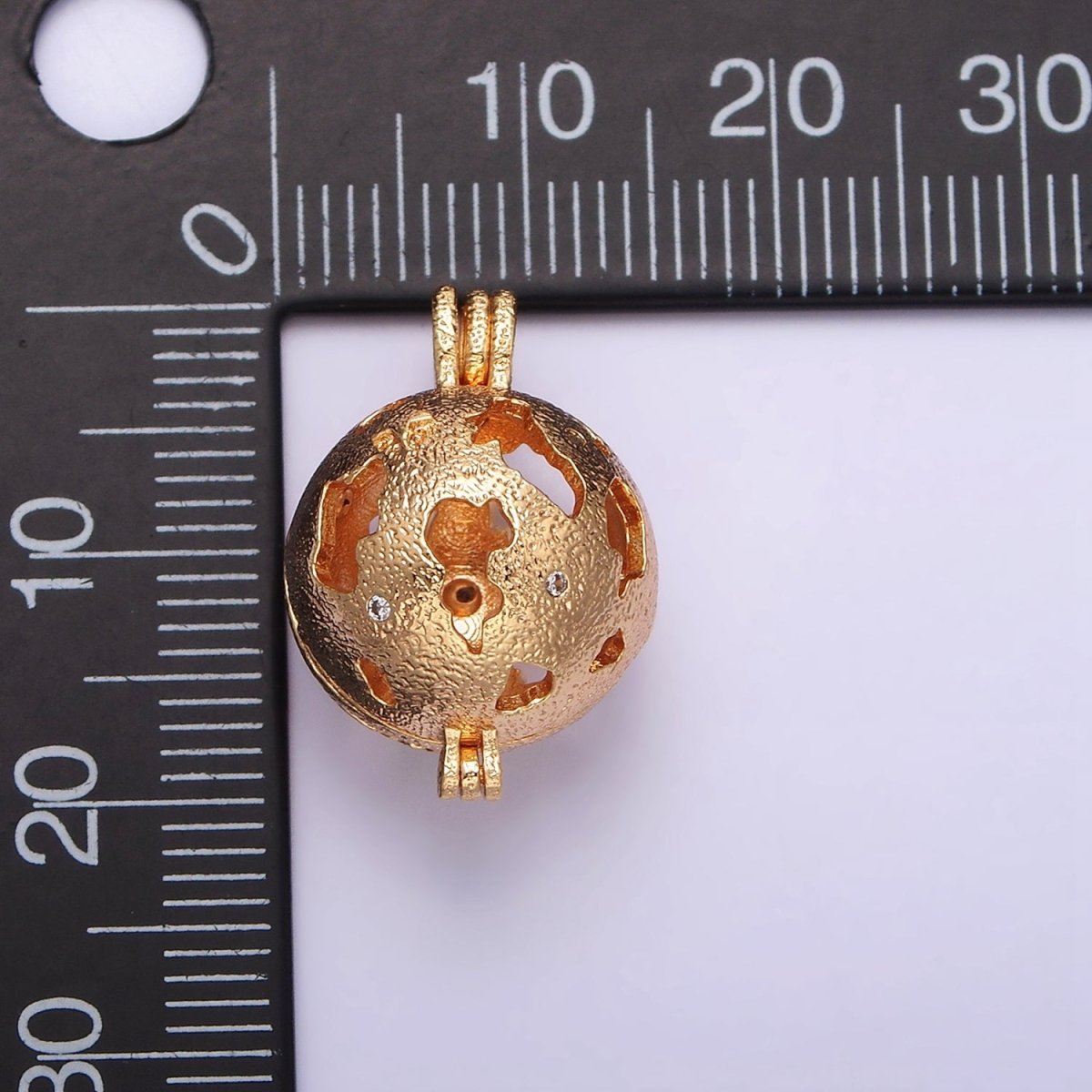 16K Gold Filled Globe Open Round Bead Locket Pendant | AA537