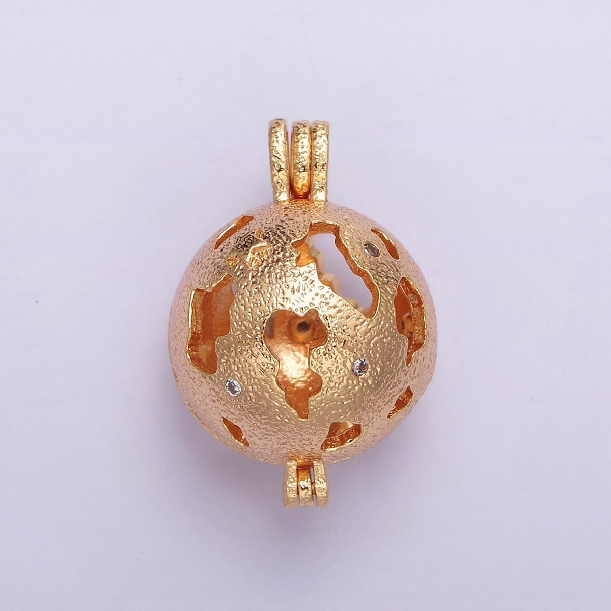 16K Gold Filled Globe Open Round Bead Locket Pendant | AA537