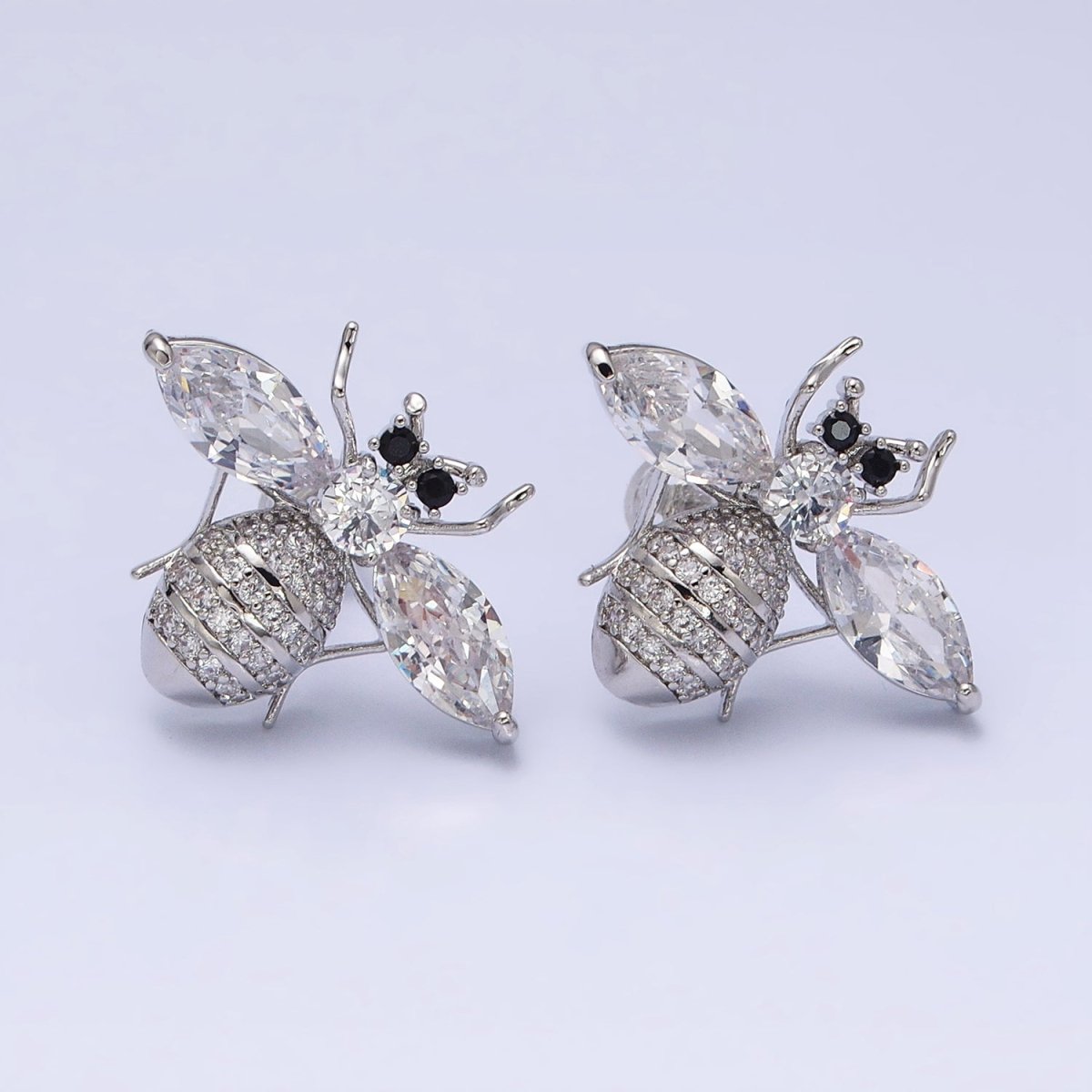 16K Gold Filled Gold Bee Stud Earrings • Crystal Cubic Zirconia Honey Bee Queen Bee Bumble Bee Jewelry AD1474 AD1475