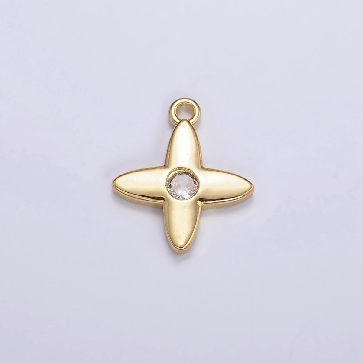16K Gold Filled Green, Clear CZ Flower Star Add-On Charm | N948 N949