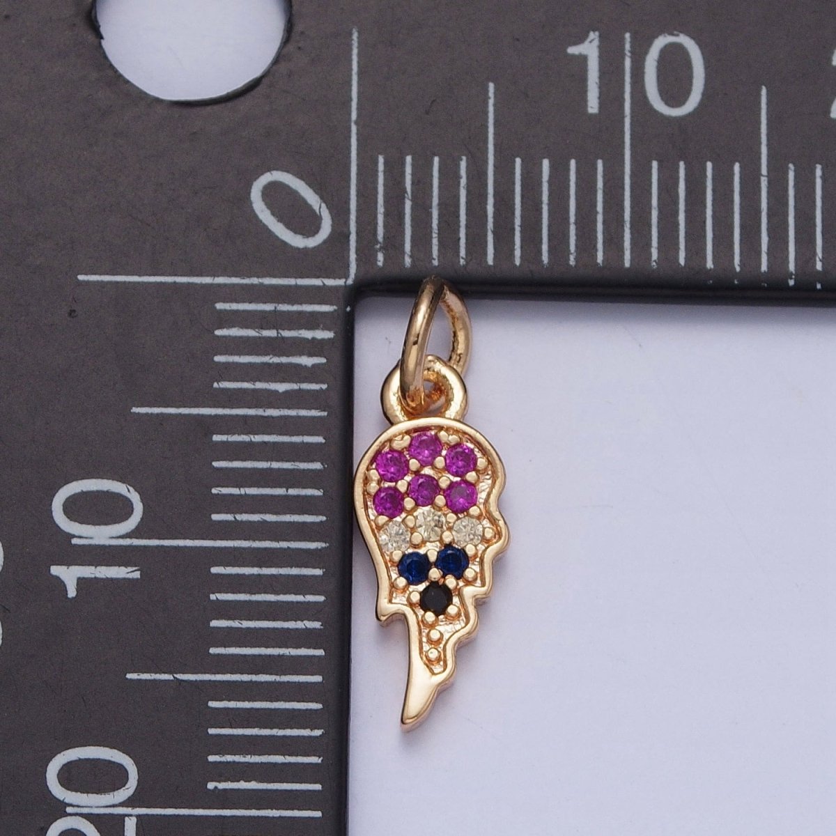 16K Gold Filled Half Angel Wings Micro Paved Multicolor/Clear Cubic Zirconia Matching Charms | X-245 X-246