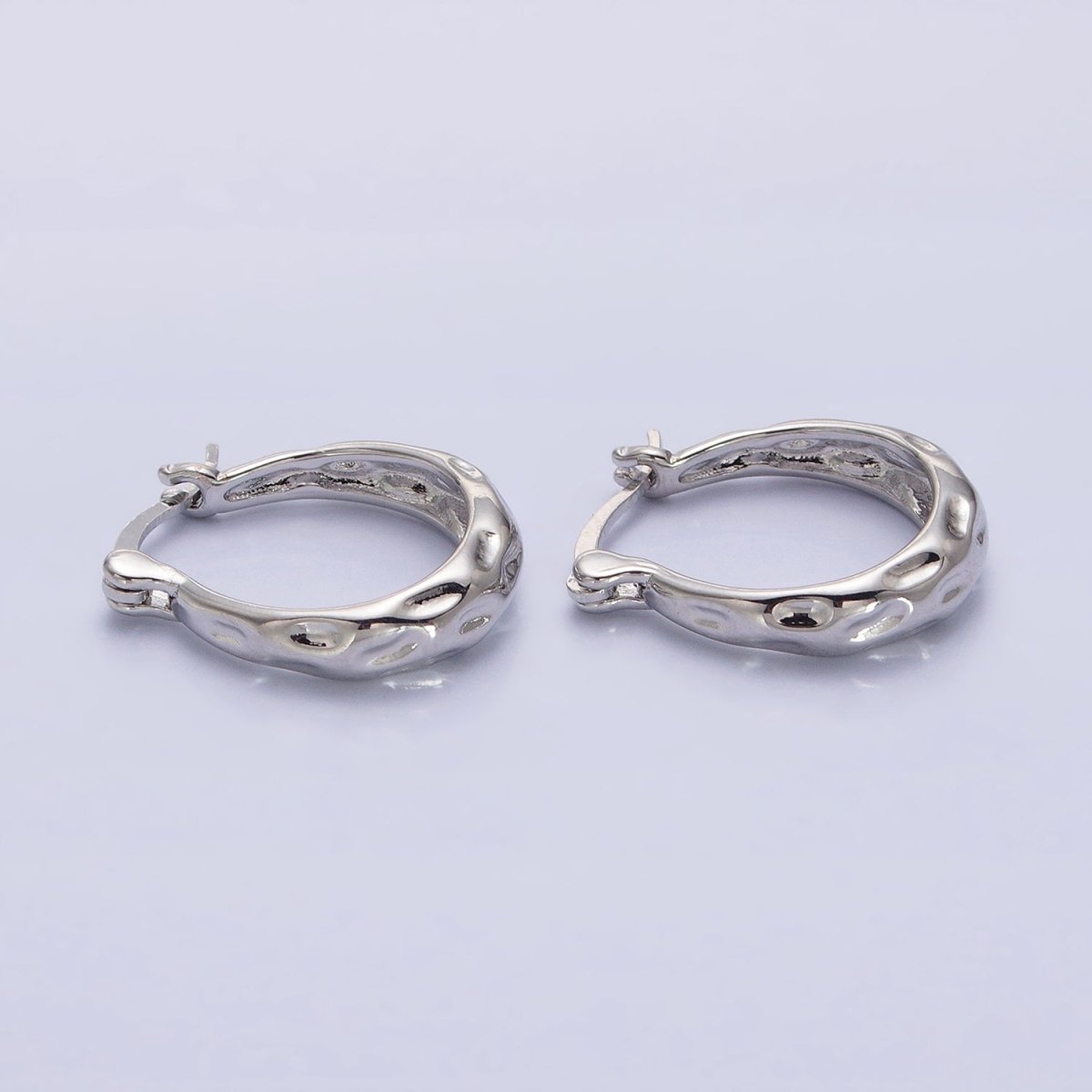 16K Gold Filled Hammered Oblong Latch Earrings in Gold & Silver | AB1423 AB1424