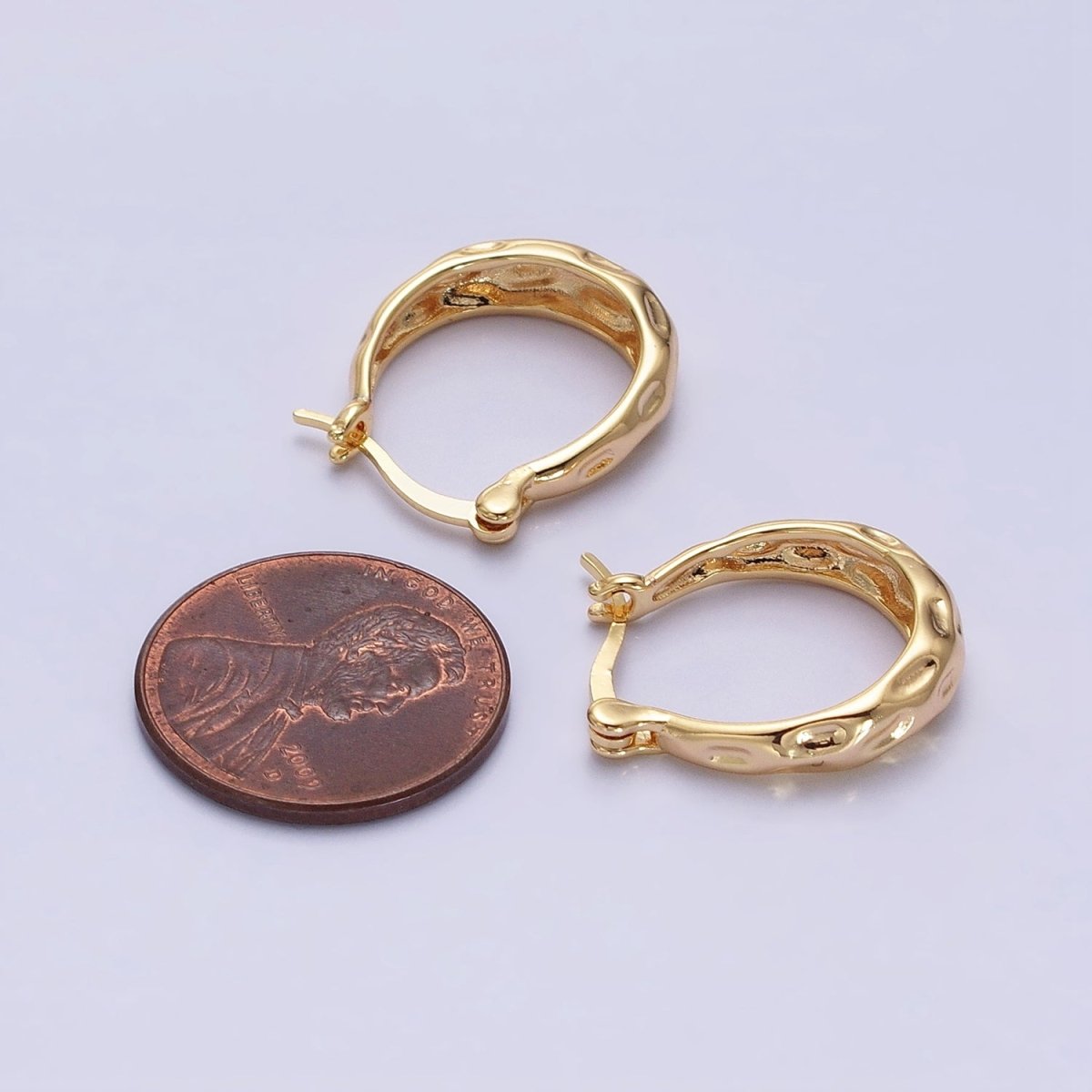 16K Gold Filled Hammered Oblong Latch Earrings in Gold & Silver | AB1423 AB1424