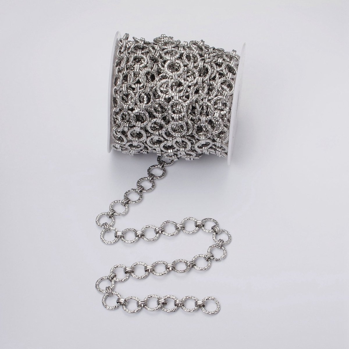 16k Gold Filled Hammered Rolo Unique Unfinished Chain by Yard in Gold & Silver | ROLL-1173 ROLL-1174 Clearance Pricing