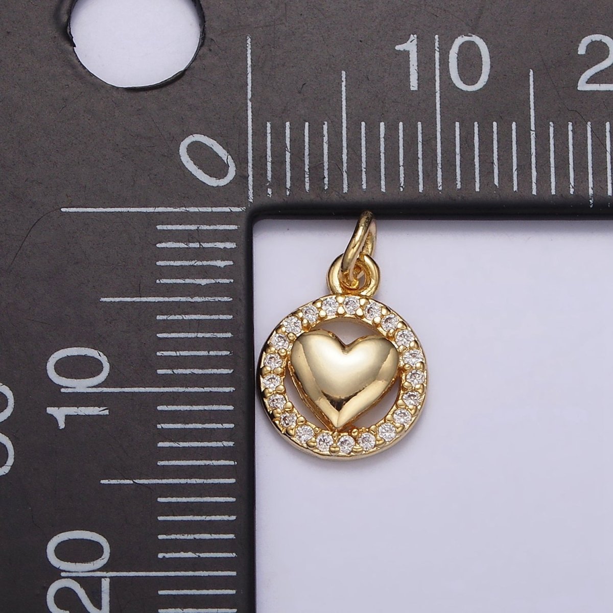 16K Gold Filled Heart Open Micro Paved CZ Round Add-On Charm | N-967