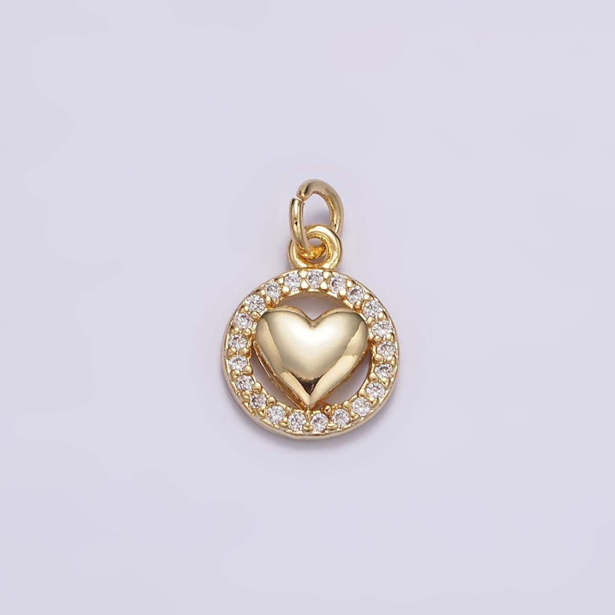 16K Gold Filled Heart Open Micro Paved CZ Round Add-On Charm | N-967