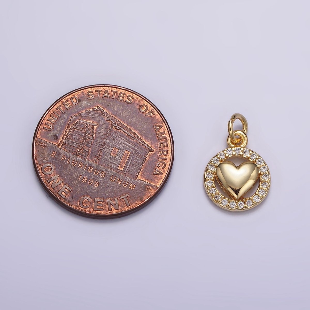 16K Gold Filled Heart Open Micro Paved CZ Round Add-On Charm | N-967