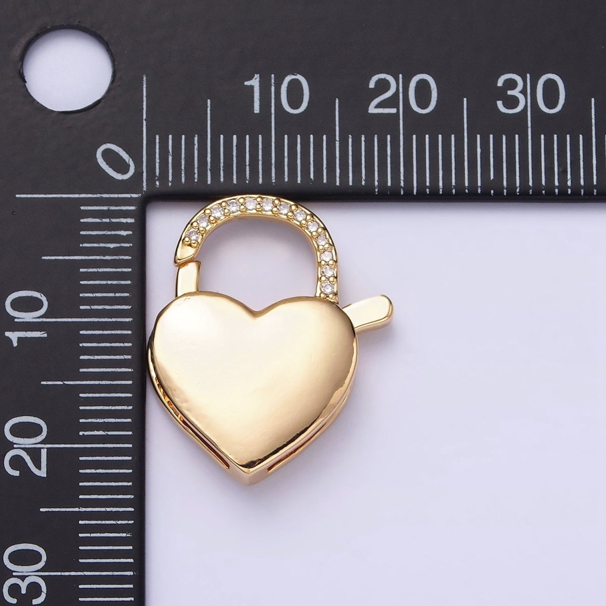 16K Gold Filled Heart Shaped Lock, Clear Micro Pave CZ Heart Clasp For Necklace Jewelry Making Supplies End Clasp Component Z-935 Z-936