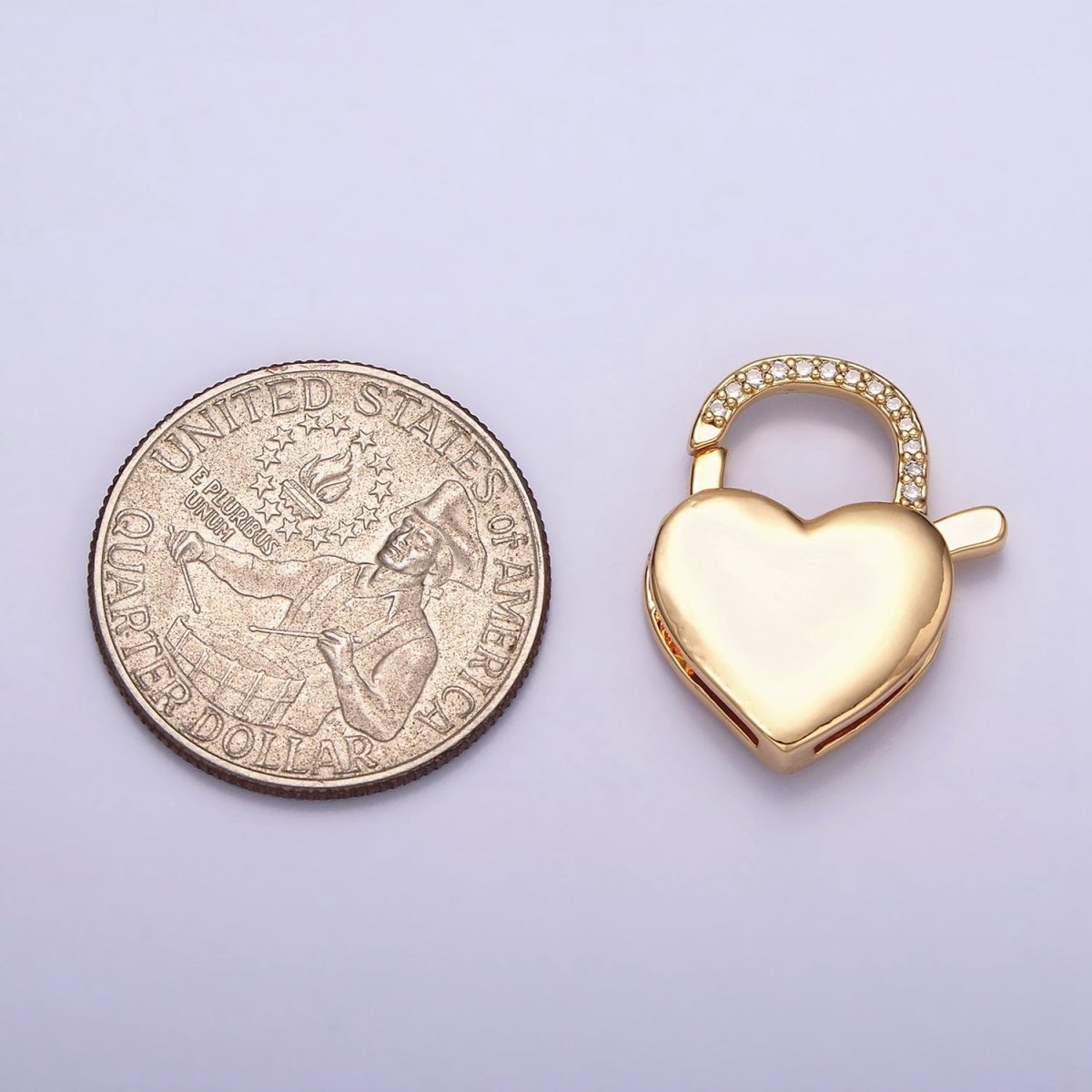 16K Gold Filled Heart Shaped Lock, Clear Micro Pave CZ Heart Clasp For Necklace Jewelry Making Supplies End Clasp Component Z-935 Z-936