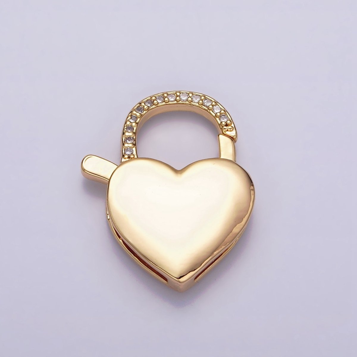 16K Gold Filled Heart Shaped Lock, Clear Micro Pave CZ Heart Clasp For Necklace Jewelry Making Supplies End Clasp Component Z-935 Z-936