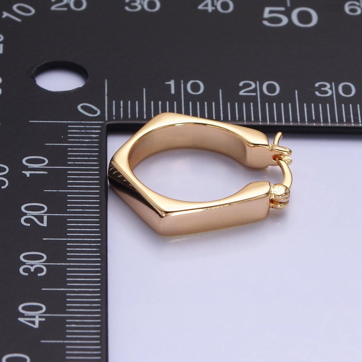 16K Gold Filled Hexagonal Geometric Latch French Lock Hoop Earrings in Gold & Silver | AB905 AB1533