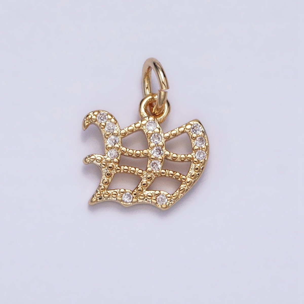 16K Gold Filled Initial Letter Old English Font Personalized Micro Paved Add-On Charm | A-572-A-584