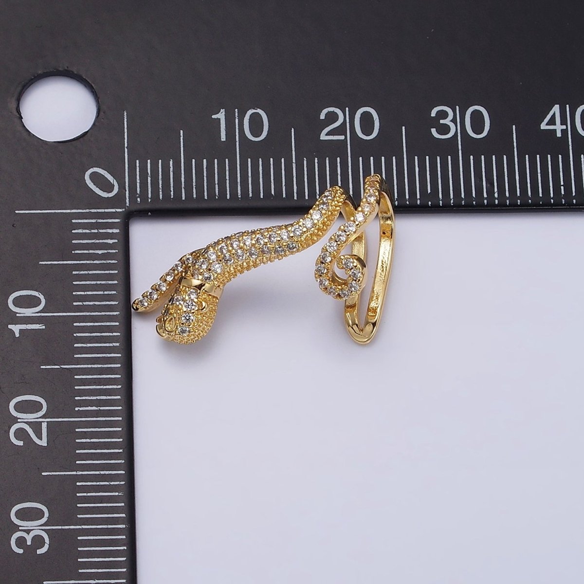 16K Gold Filled Leaping Panther Leopard Animal Micro Paved CZ Ear Cuff Earrings in Gold & Silver | AI-019 AI-020