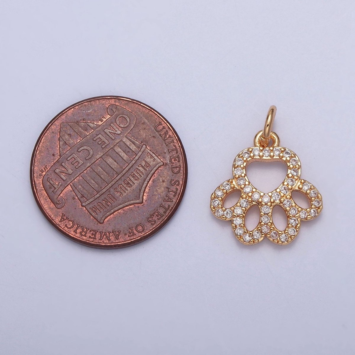 16K Gold Filled Micro Paved Cubic Zirconia Pet Animal Pawprint DIY Jewelry Making | X-218
