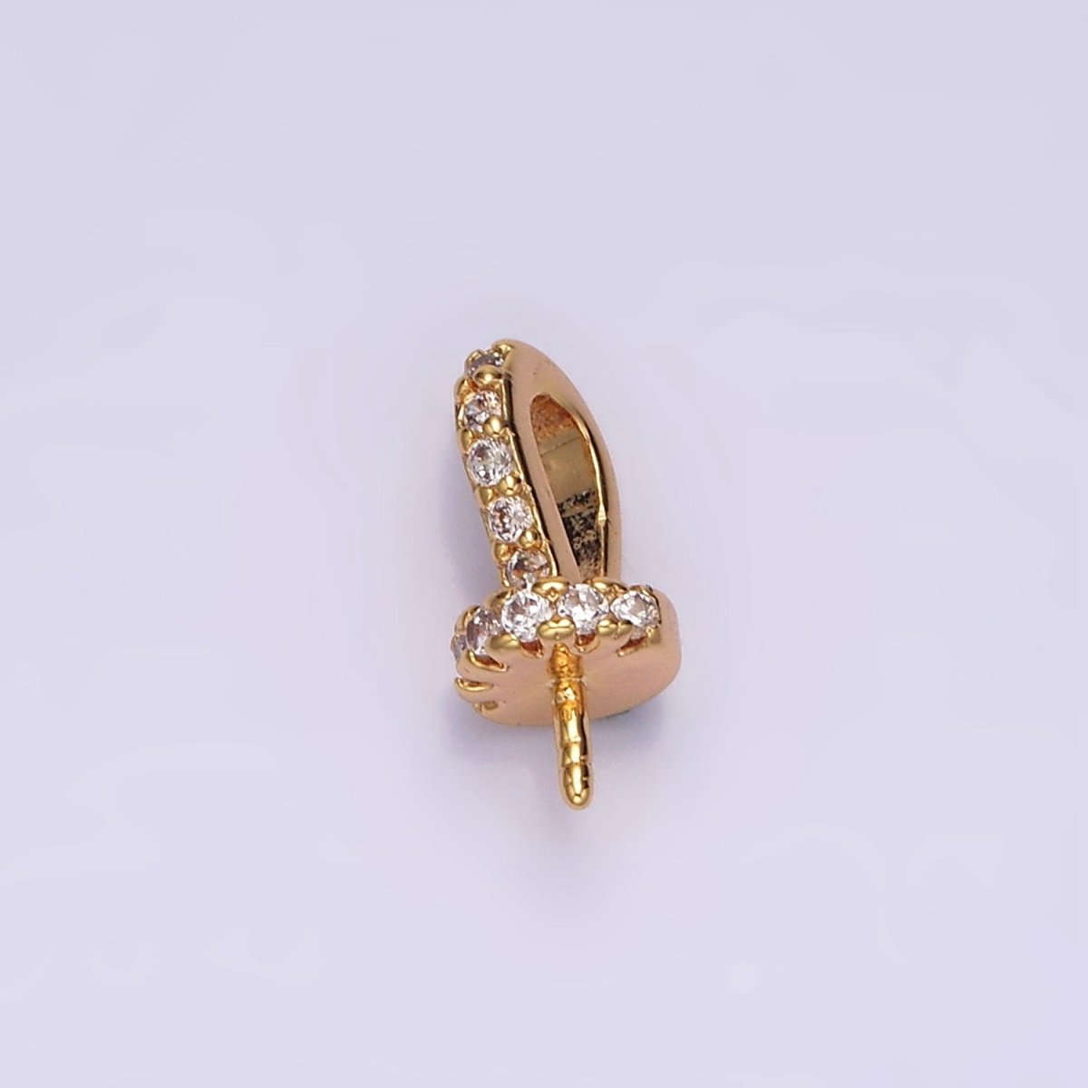 16K Gold Filled Micro Paved CZ Drill Peg Bail Jewelry Making Findings Supply | Z-499