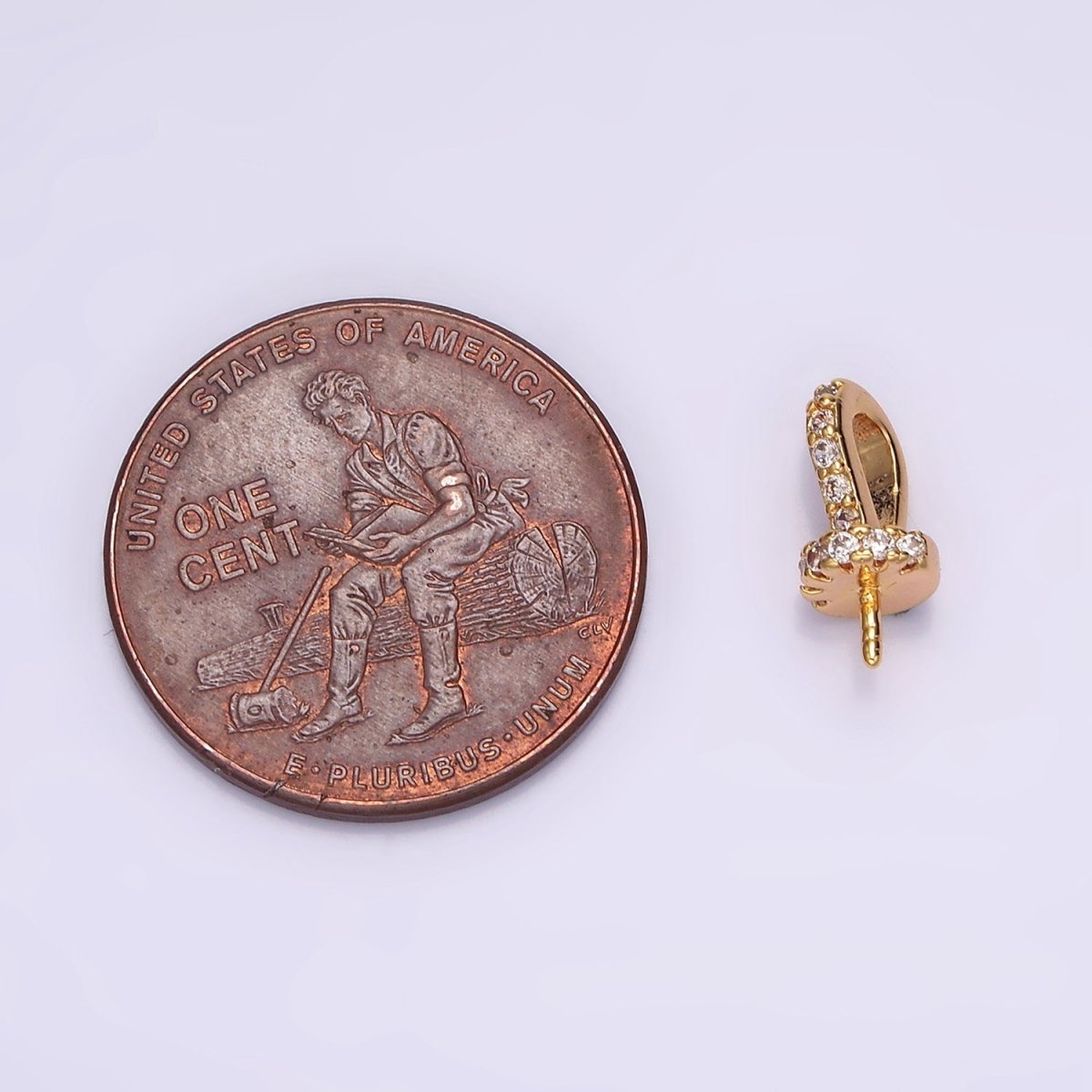 16K Gold Filled Micro Paved CZ Drill Peg Bail Jewelry Making Findings Supply | Z-499