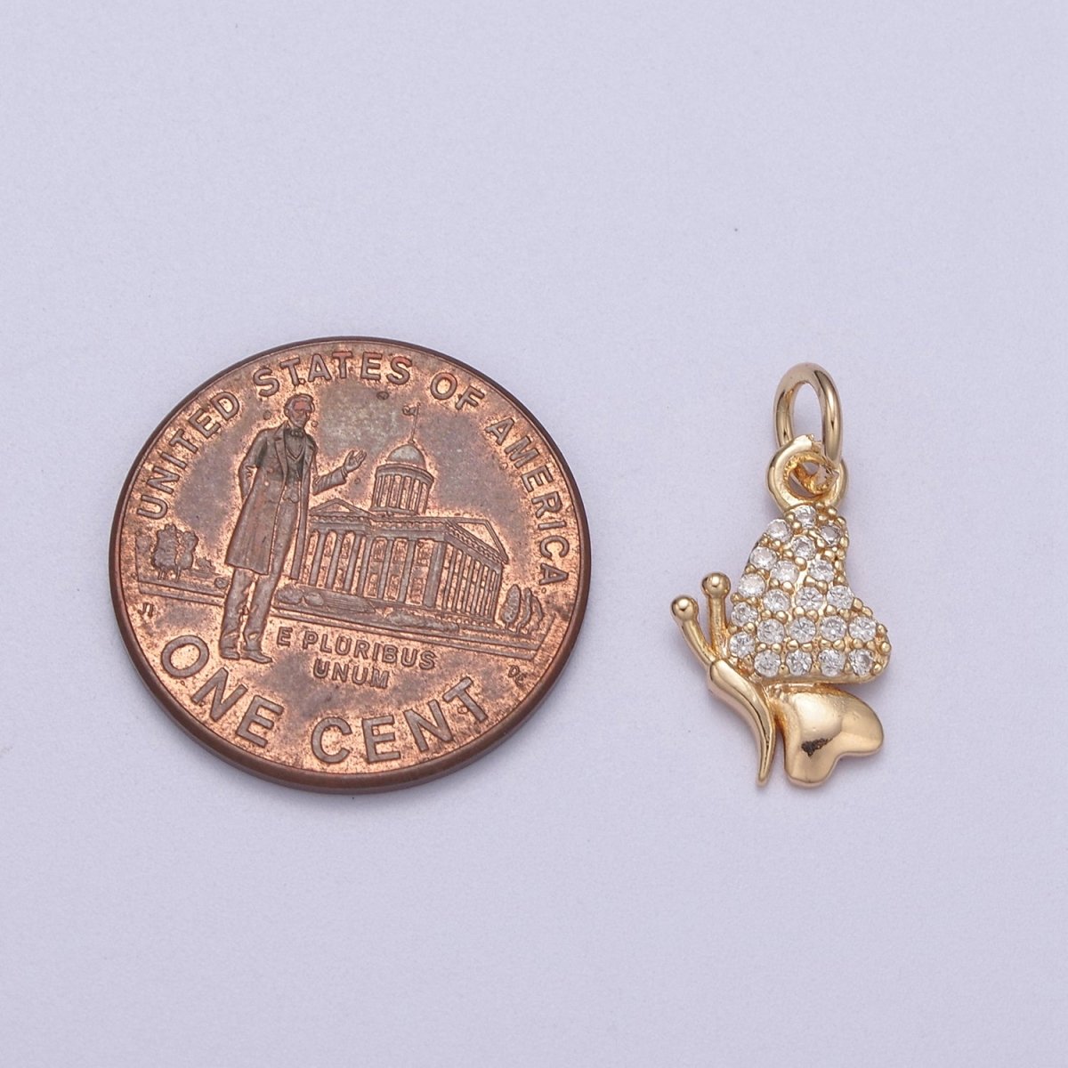 16K Gold Filled Mini Butterfly Insect Micro Paved CZ Wings N-286