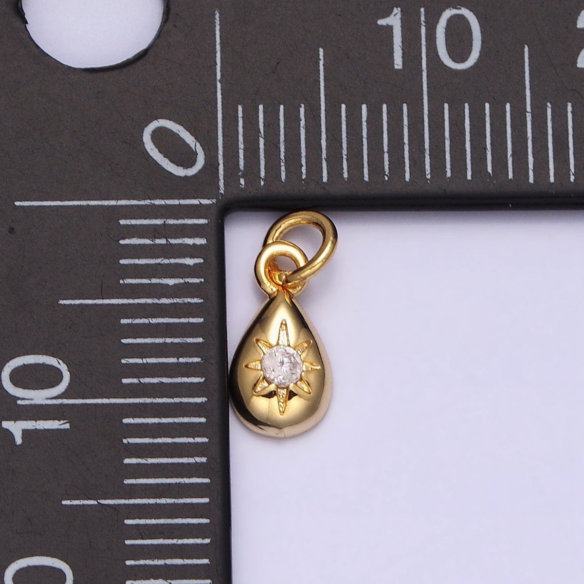 16K Gold Filled Mini Celestial North Star Clear CZ Teardrop Add-On Charm | AC-1167