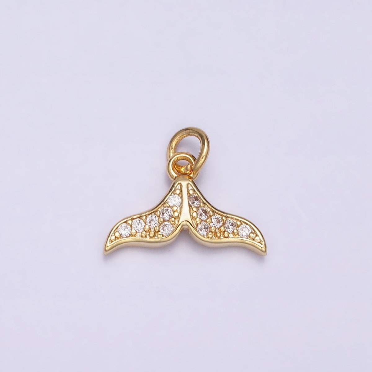 16K Gold Filled Mini Dolphin Tail Ocean Animal Clear Micro Paved CZ Add-On Charm | AC1163