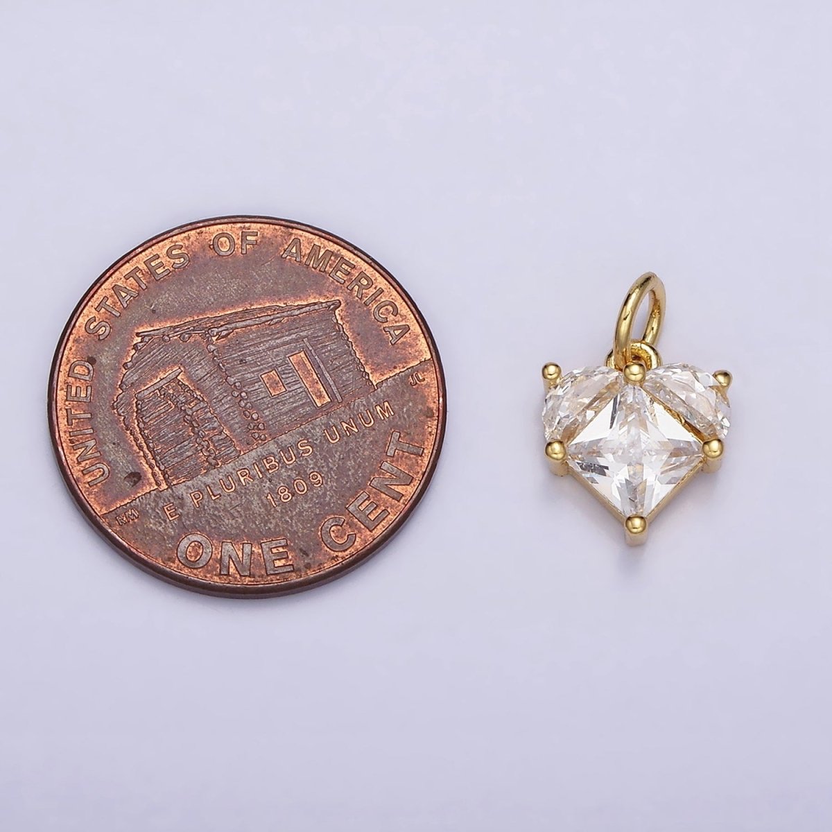 16K Gold Filled Mini Heart Clear Pixel Cubic Zirconia CZ Add-On Charm | AC1176