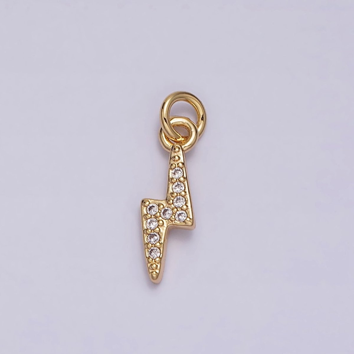 16K Gold Filled Mini Micro Paved CZ Lightning Bolt Add-On Charm in Gold & Silver | AC1067 AC1068