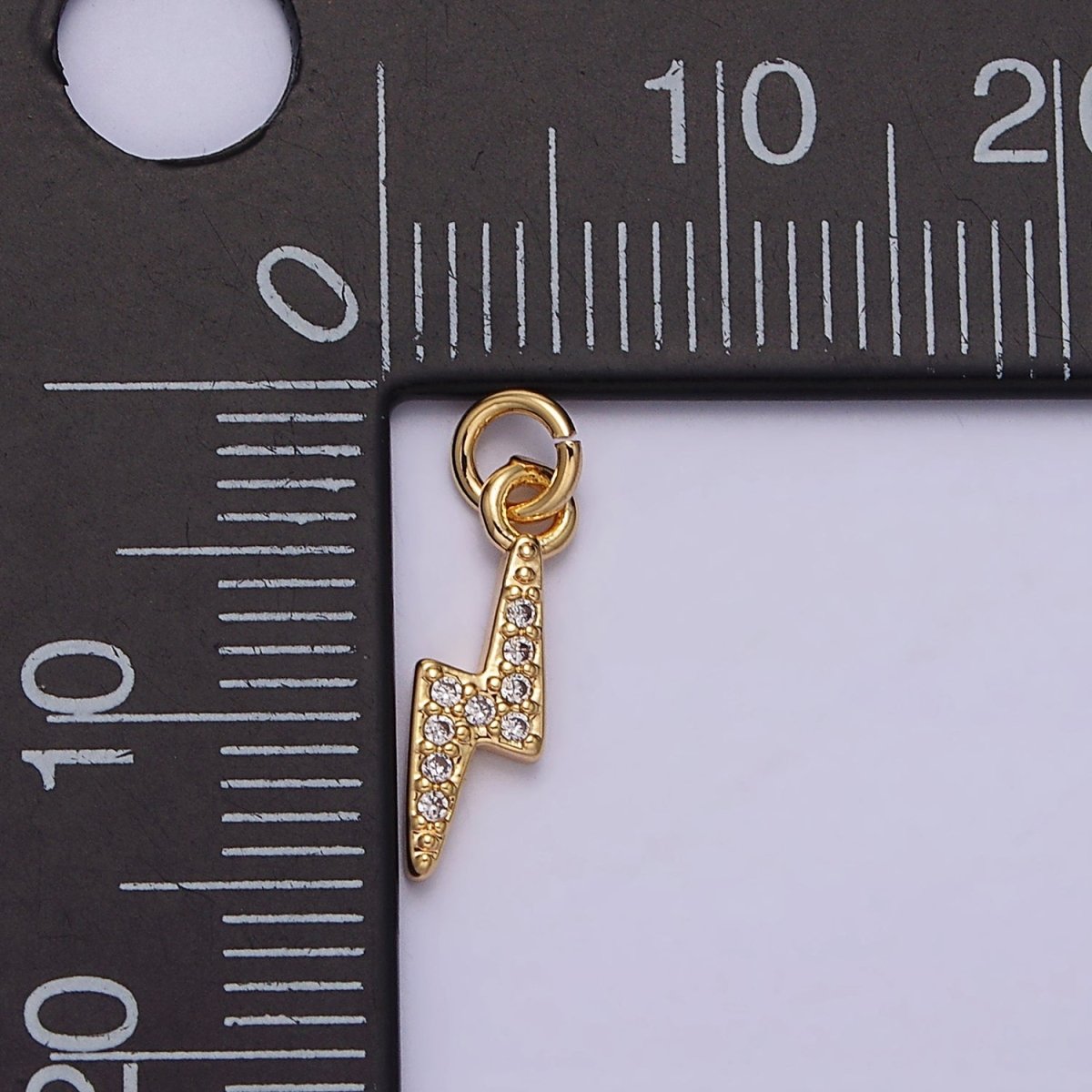 16K Gold Filled Mini Micro Paved CZ Lightning Bolt Add-On Charm in Gold & Silver | AC1067 AC1068
