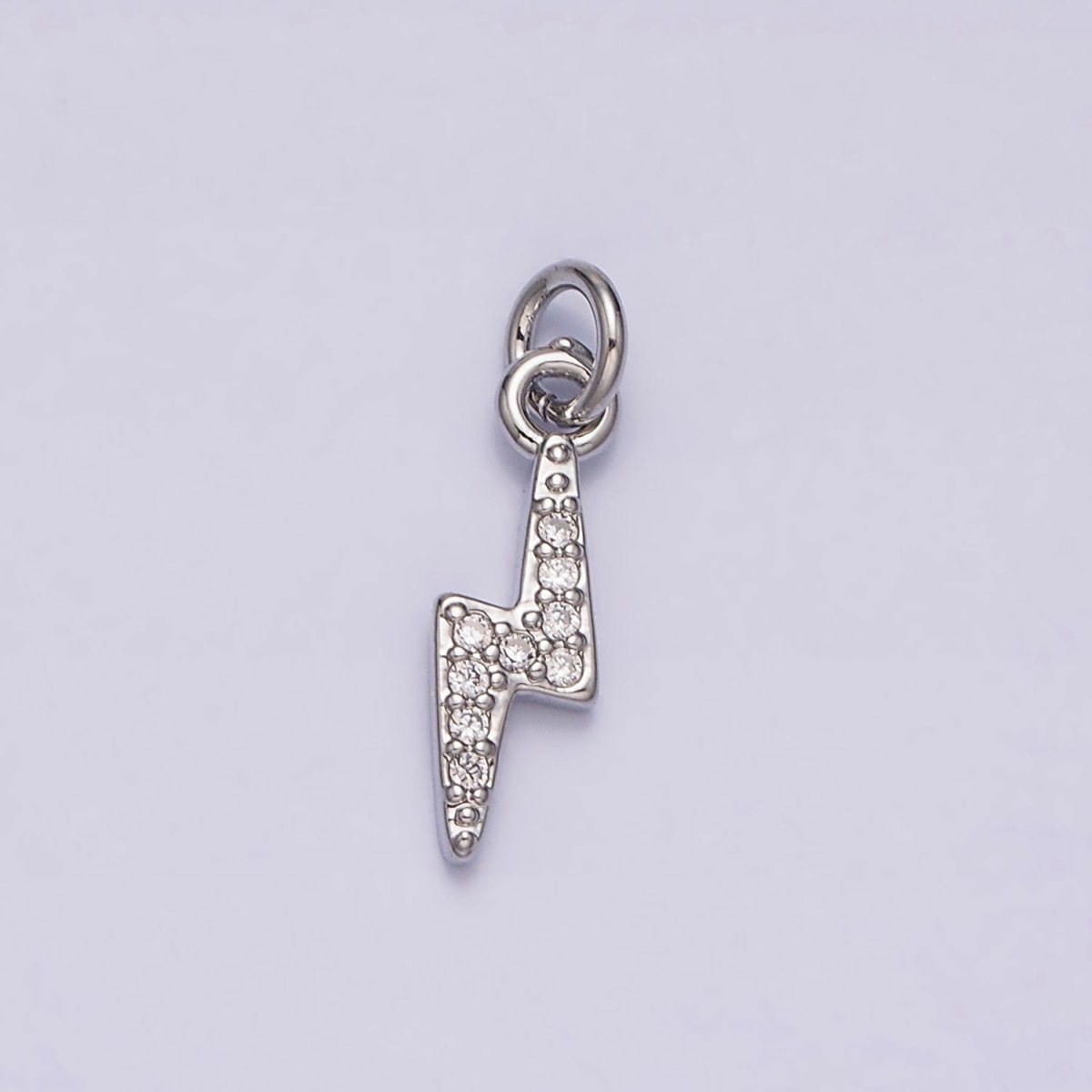 16K Gold Filled Mini Micro Paved CZ Lightning Bolt Add-On Charm in Gold & Silver | AC1067 AC1068