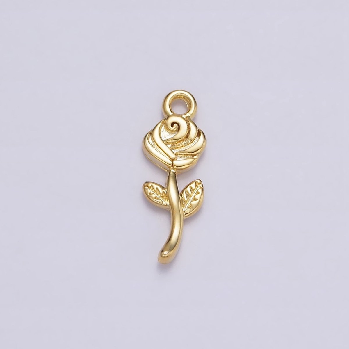 16K Gold Filled Mini Rose Flower Textured Add-On Charm | N-946