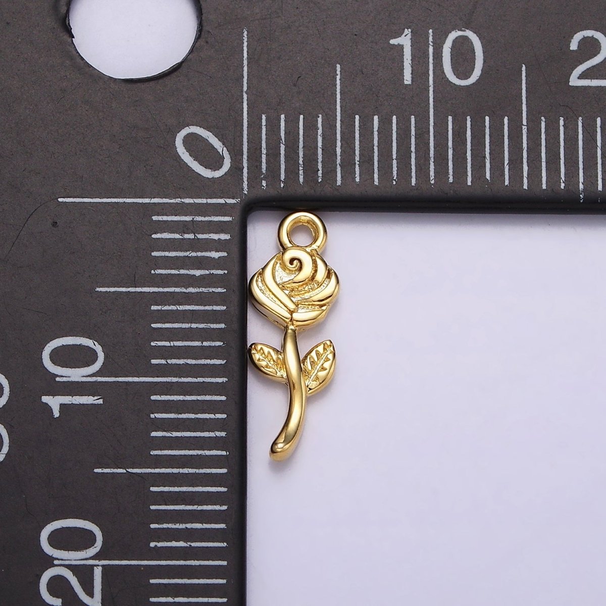 16K Gold Filled Mini Rose Flower Textured Add-On Charm | N-946
