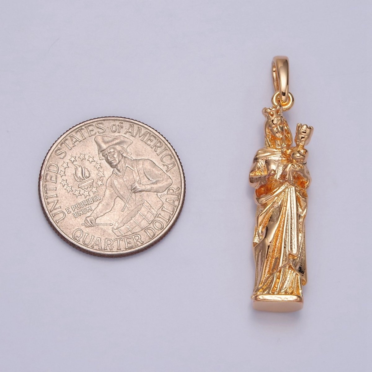 16K Gold Filled Mother Mary with Baby Jesus Charm, Religious Catholic Pendant For DIY Jewelry Making I-070