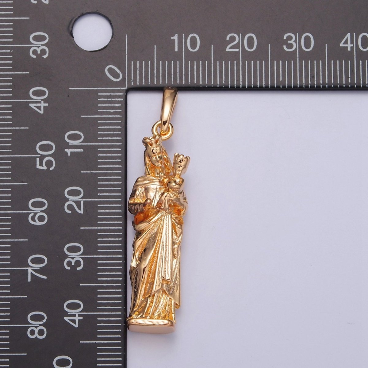 16K Gold Filled Mother Mary with Baby Jesus Charm, Religious Catholic Pendant For DIY Jewelry Making I-070