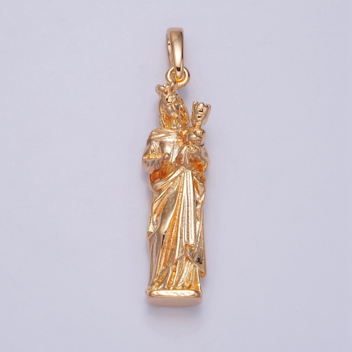 16K Gold Filled Mother Mary with Baby Jesus Charm, Religious Catholic Pendant For DIY Jewelry Making I-070