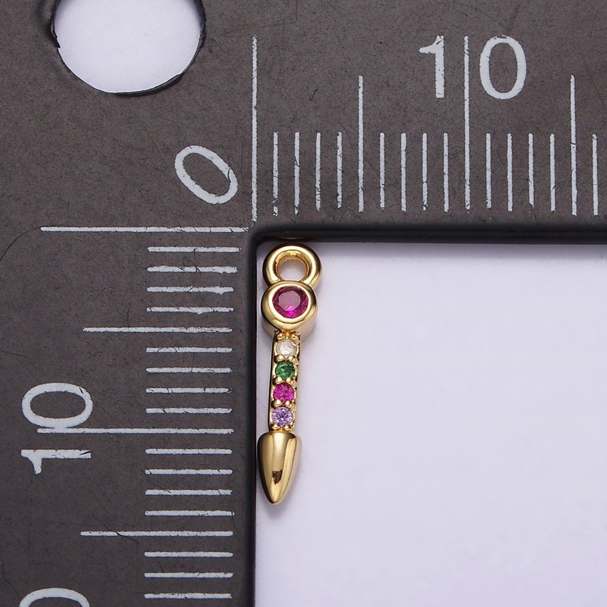 16K Gold Filled Multicolor CZ Micro Paved Arrow Spear Add-On Charm | N952