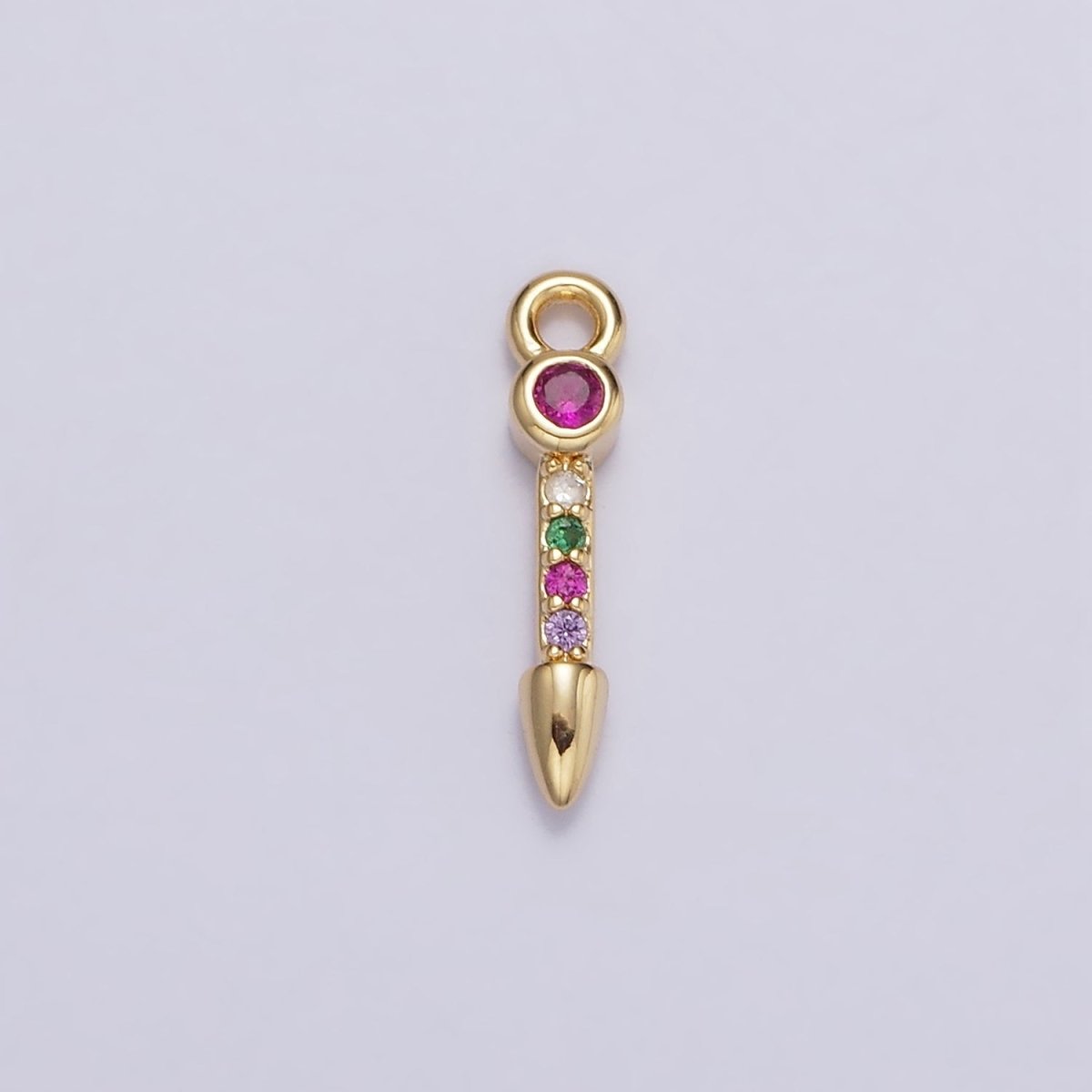 16K Gold Filled Multicolor CZ Micro Paved Arrow Spear Add-On Charm | N952