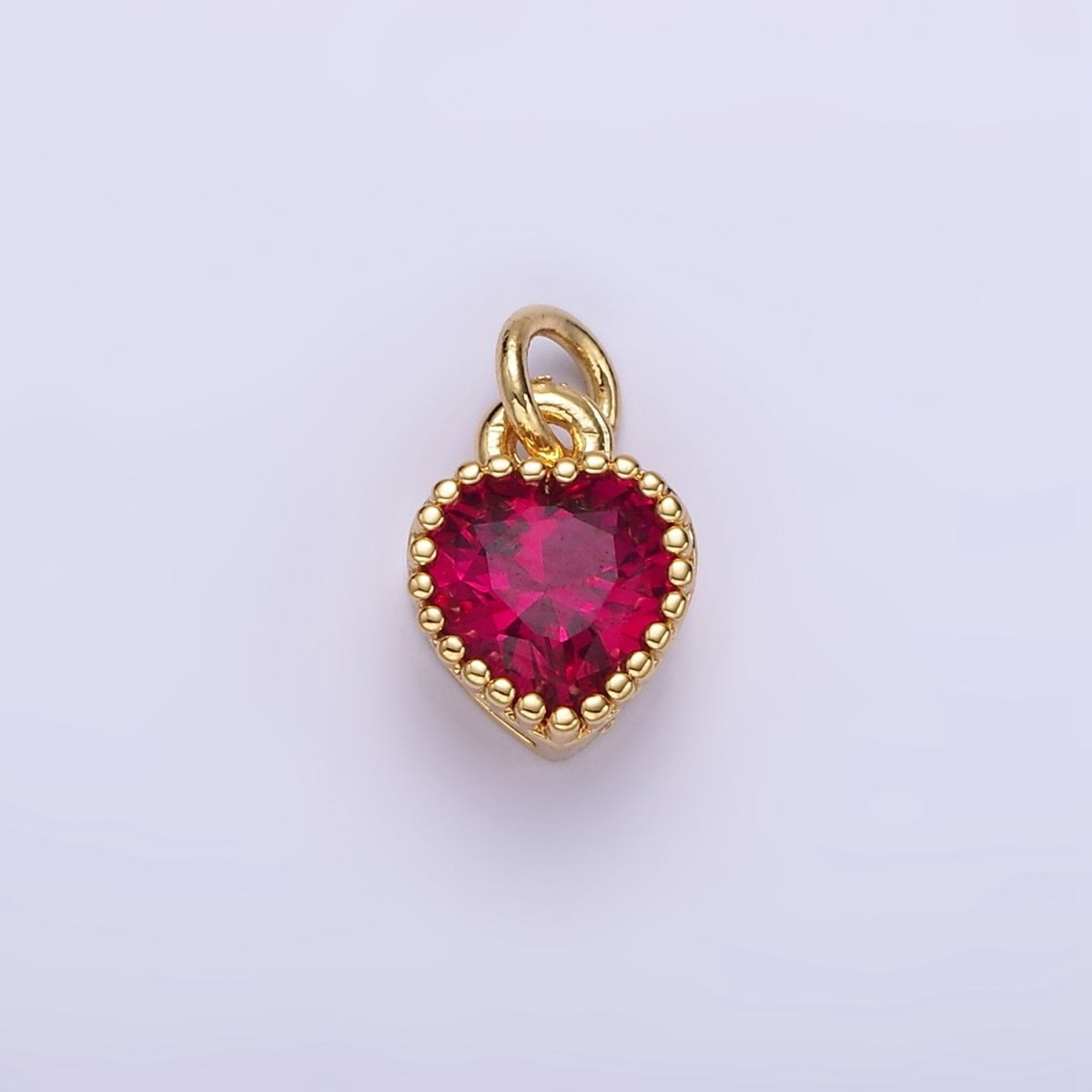 16K Gold Filled Multifaceted Birthstone CZ Heart Personalized Charm | N1056 - N1063